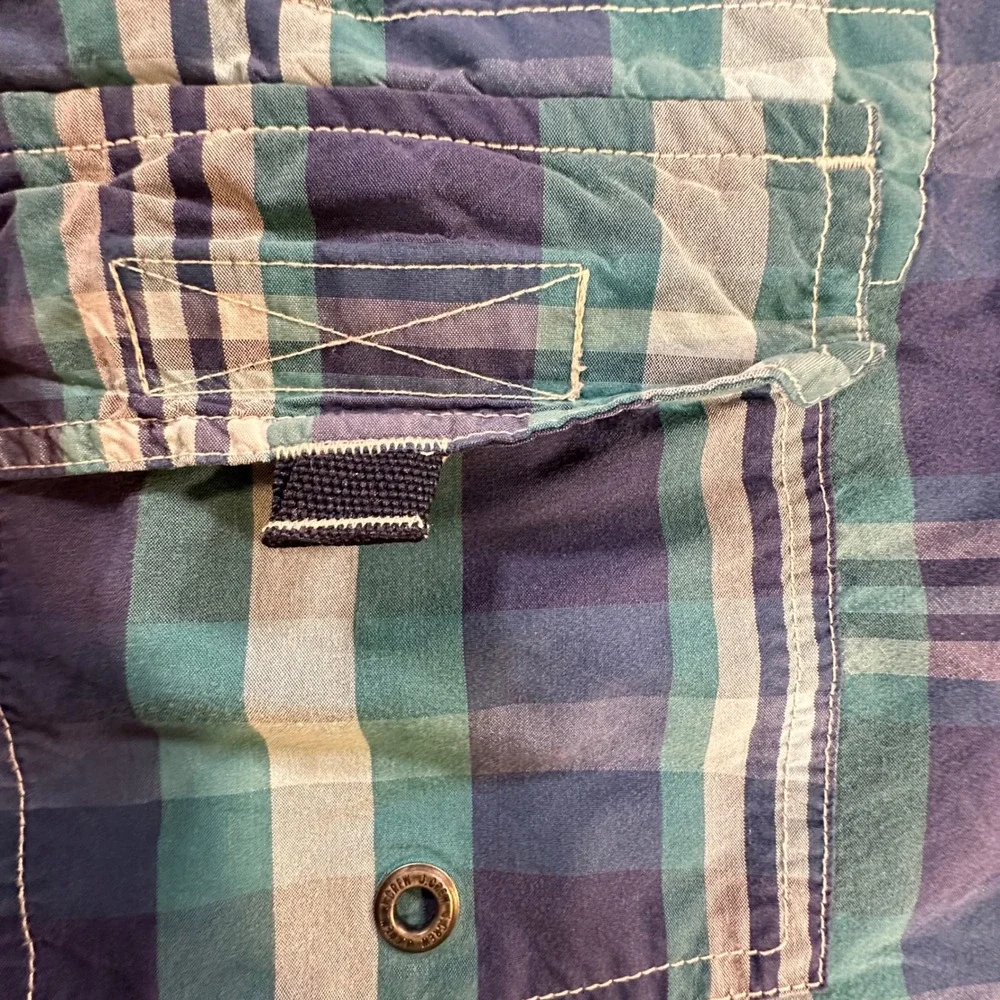 J.Crew‎ Mens Blue Teal Plaid Board Shorts Swim Trunks Size 30 Cargo Pocket